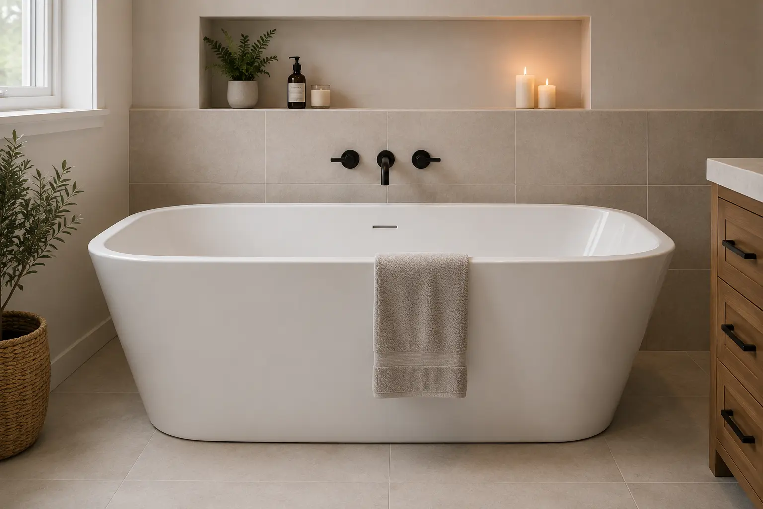 Image of a pristine, elegant bathtub.